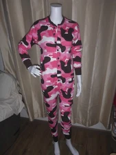 Lazy One Pajama Adult Flapjack PJ's Size Small Pink Camouflage Deeriaire