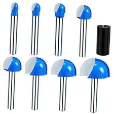 1/4 Inch Shank Round Nose Cove Core Box Router Bit Set Solid Carbide Double