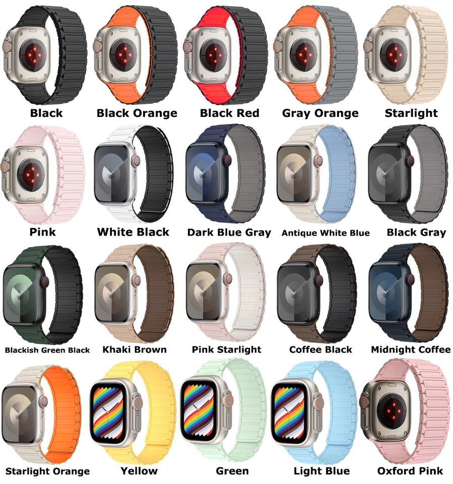 Correa deportiva magnética correa de silicona para Apple Watch Ultra 3 11 10 9 8 7 6 5 49MM Foto 2 de 4