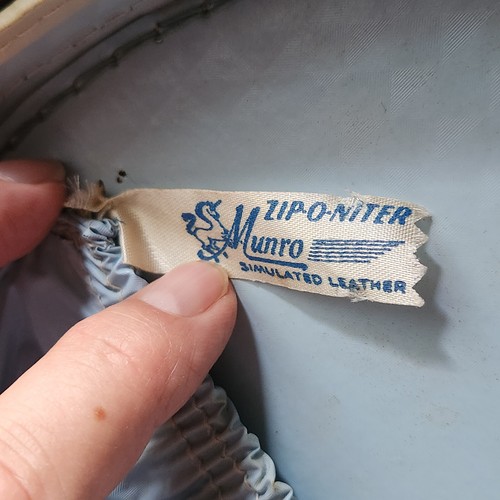 Vintage Munro Zip-O-Niter. Carry-All. Runde Gobelin Reisetasche Koffer - Bild 12 von 15