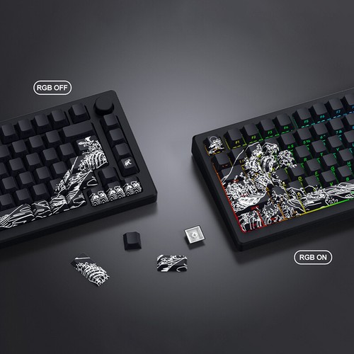 131 Keys Black Coral Sea Side Printed PBT Keycaps Backlit Dye-Sub Cherry Profile - Photo 8/14