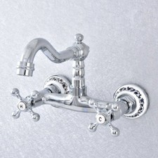 Polished Chrome Brass Wall Mounted Bathroom Sink Faucet Kitchen Mixer Tap 2sf786
