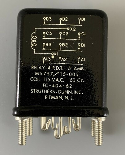 STRUTHERS-DUNN M5757/15-005 ELECTROMAGNETIC RELAY 28VDC & 115VAC COIL 115V 5A - Picture 4 of 11