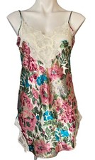 Vintage Gold Label Victorias Secret Chemise Satin Floral Slip Dress Womens M 90s