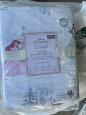 Pottery Barn Kids Disney Princess Holiday Organic Queen Sheet Set christmas  new