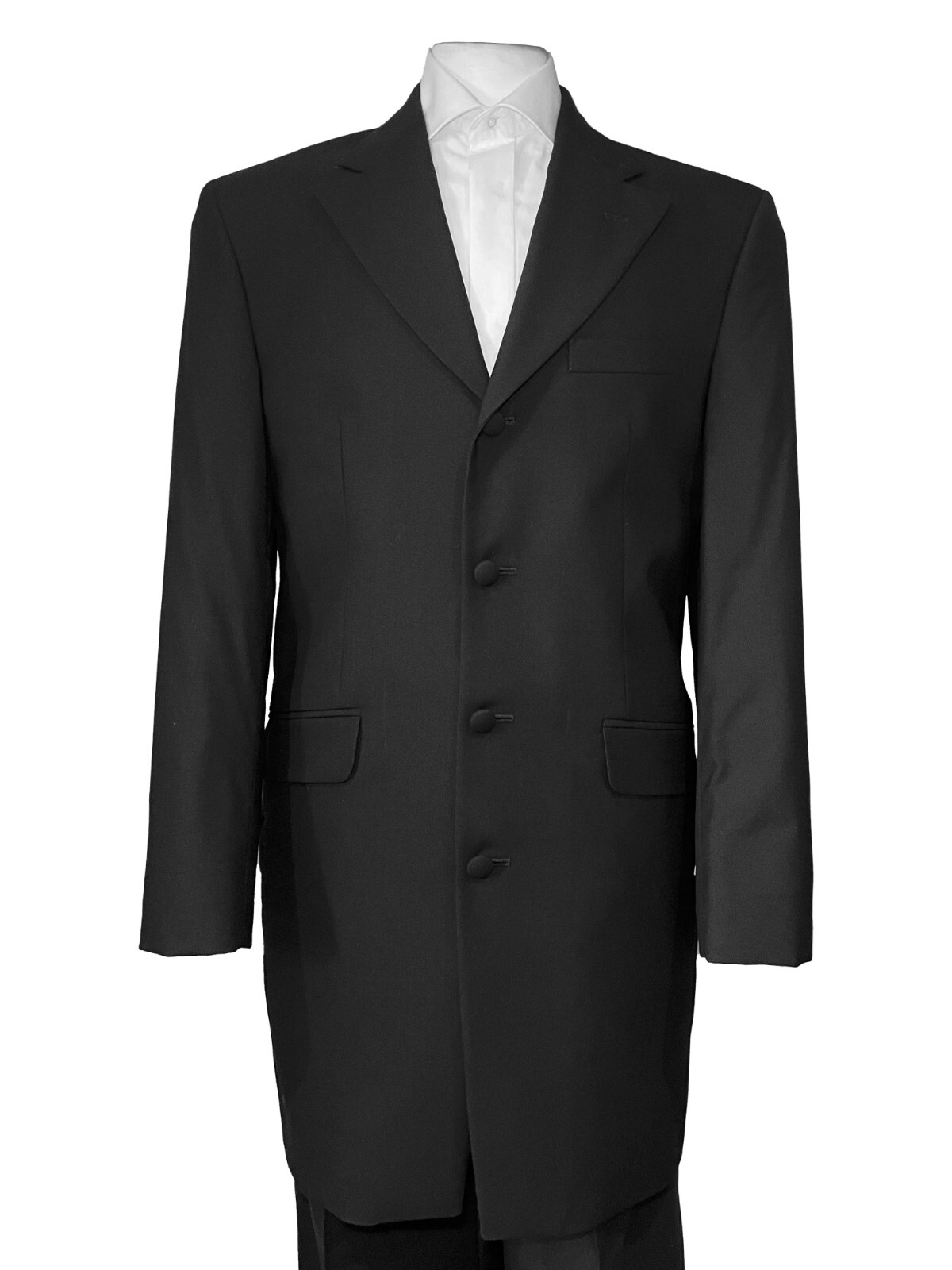 BLACK PRINCE EDWARD JACKET MENS PLAIN FUNERAL 3/4 LONG LENGTH EX HIRE PRE LOVED