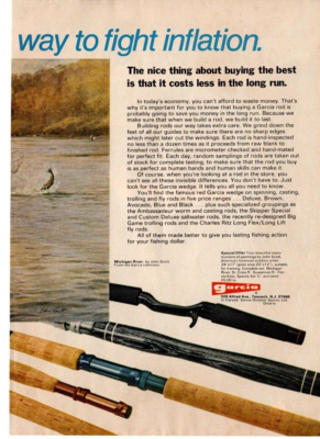 Magazine Vintage 1975 - Annonce Garcia - Bobines De Pêche Et Pêche à La Mouche - Décor Manquant