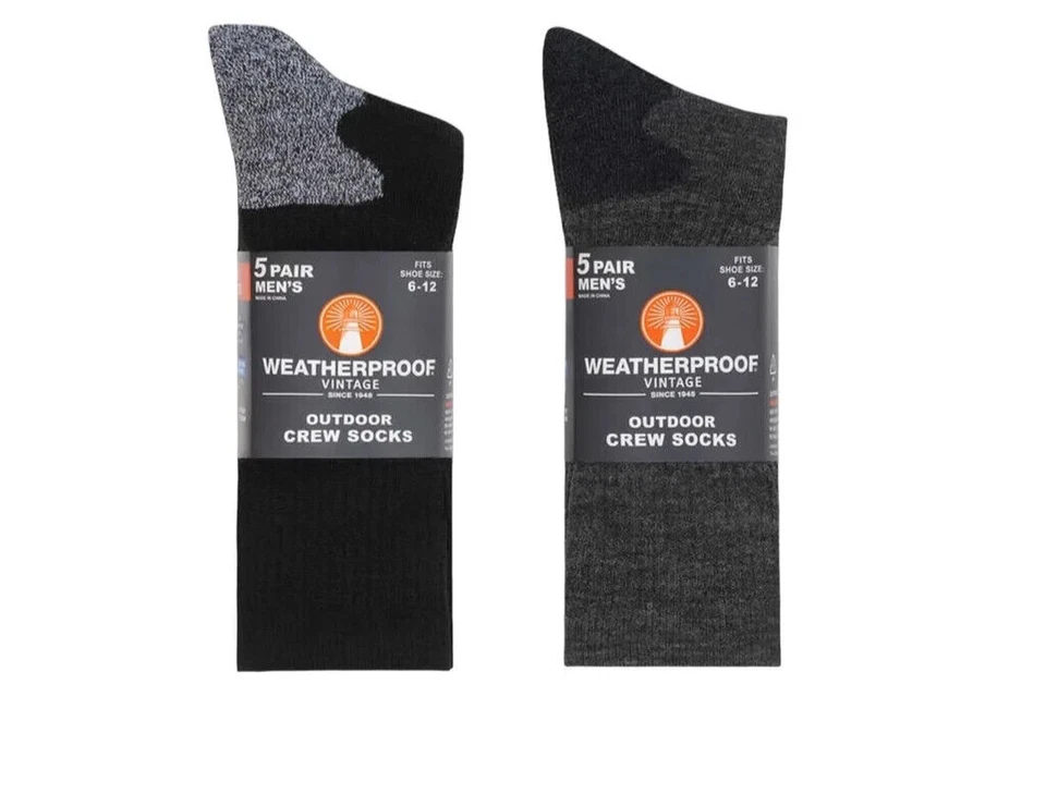 Weatherproof Men's Crew Socks Wool Blend Shoe Size 6-12, Black( Pack-10) - Image 2 of 3