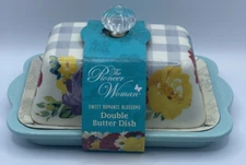 The Pioneer Woman Stoneware Double Butter Dish Sweet Romance Blossoms NEW