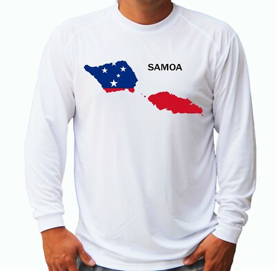 Samoa Flag Map Fish Boat Long Sleeve UPF 30 T-Shirt UV Protection
