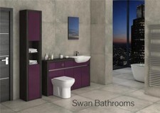 HACIENDA / AUBERGINE GLOSS BATHROOM FITTED FURNITURE WITH TALL UNIT 1900MM