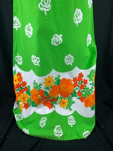 70s Malia Vtg Honolulu Green Neon Rainbow Island Hawaiian Maxi Dress Boho Floral - Picture 7 of 18