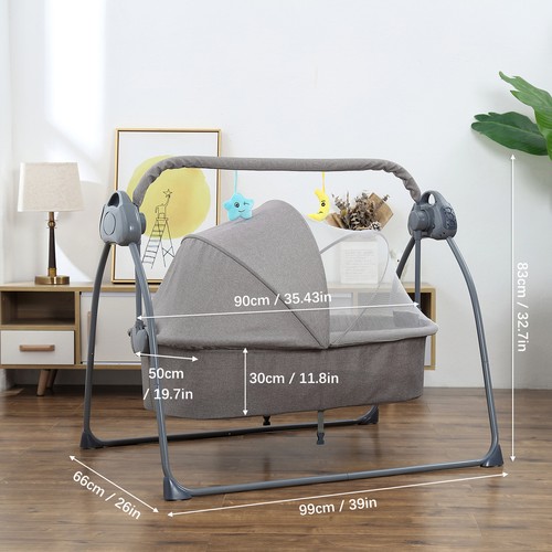 Baby Gift Electric Baby Bassinet Baby Swing Bed w/Lullaby Baby Product with Net - Picture 7 of 8