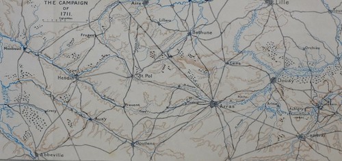 MAP/BATTLE PLAN CAMPAIGN OF 1711 BETHUNE ARRAS DOUAY ABBEVILLE AUXY - Picture 2 of 4
