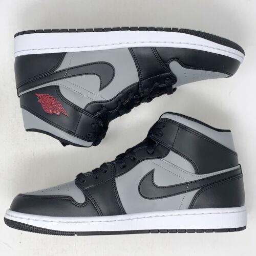Air Jordan 1 Mid 'Shadow Red' Black Sneaker, Size 9.5 BNIB 554724-096 - Picture 6 of 7