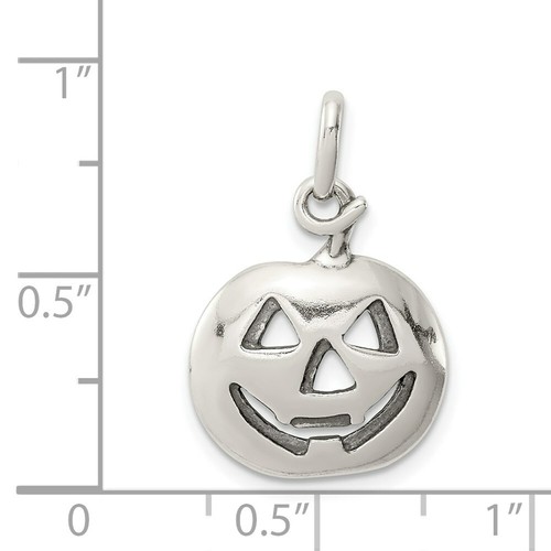 Sterling Silber 925 Halloween Jack O Laterne Kürbis Charm Anhänger 0,71 Zoll - Bild 4 von 4