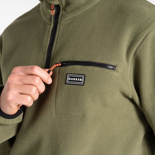 DARE2B MENS Affinity Fleece Mid Layer Stretch Sweater Top Olivine Green Khaki - Picture 5 of 5