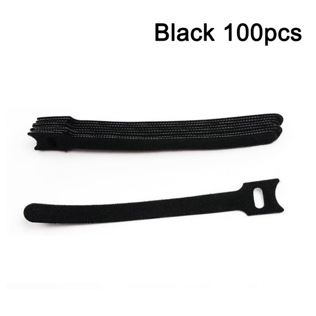 Reusable Fastening Cable Ties,6-Inch Hook And Loop Cord Ties Black I2F9
