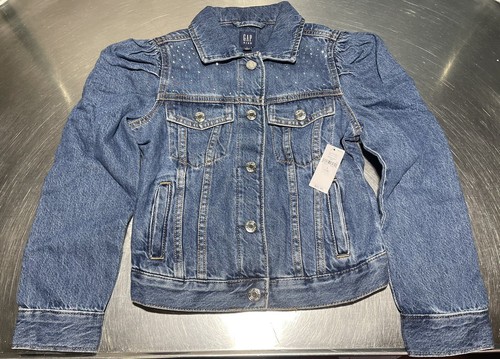 GAP Kids Rhinestone Icon Denim Jacket Size L (10) Medium Wash - Picture 1 of 9