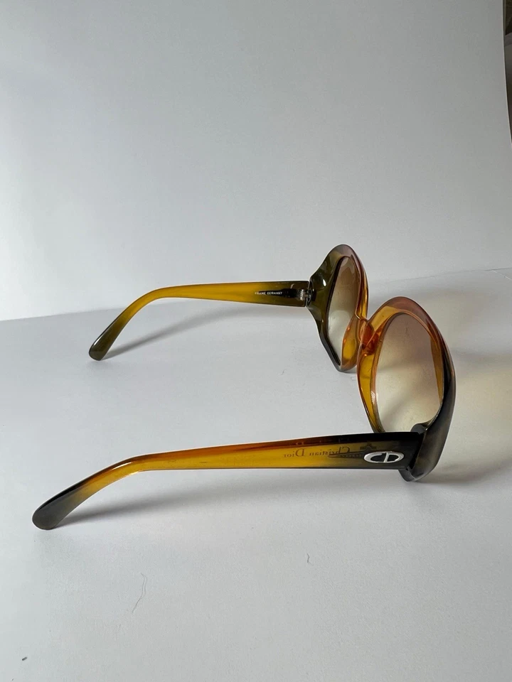 Gafas de sol Christian Dior vintage amarillo verde marco de gran tamaño años 70 80 Y632A Foto 2 de 4