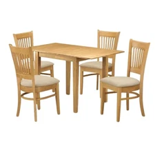5 Piece Solid Wood Kitchen Table Set with Dining Chairs for Four
