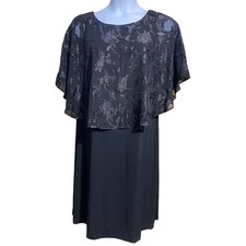 Connected Apparel Little Black Dress with black lace overlay Women's 16W
