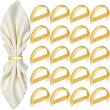 Napkin Rings Set of 48, Matte Gold Napkin Rings Bulk for Table Settings, D-Sh...