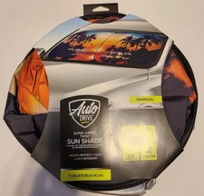 Auto Drive Super Jumbo Twist Sun Shade - Tropical Design - 31" x 38" - New