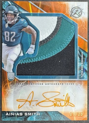 Ainias Smith 2024 Topps Resurgence RC Patch Auto Orange Surge /25 #RPA-AS Eagles