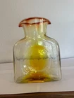 Vintage Blenko Glass Double Spout Water Bottle Tangerine 8 1/2” Amberina