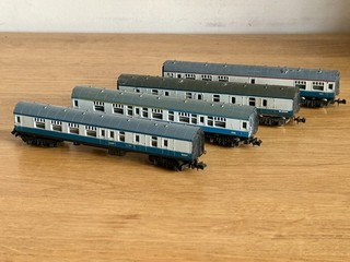 Rake of 4 Lima N Gauge Mk1 Coaches in BR Blue/Grey. CK RMB BSK FG