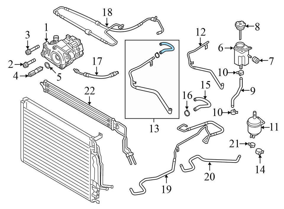 2013-2018 奥迪 A8 四轮车 4.0L - 动力转向软管/线/管 4H0422887BM — 第 3/4 张图片