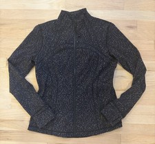 Lululemon Black Define Women's Full Zip Jacket Thumb Holes, Size 12, Scatter Dot