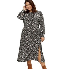 LOFT Floral Long Puff Sleeve Midi Dress Size 6