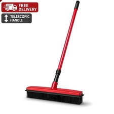 Rubber Broom Pet Hair Remover Carpet Cleaning Brush Squeegee Telescopic Handle