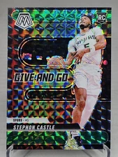 2024 Panini Mosaic Stephon Castle Give and Go Green Mosaic RC #6 Spurs Rookie 