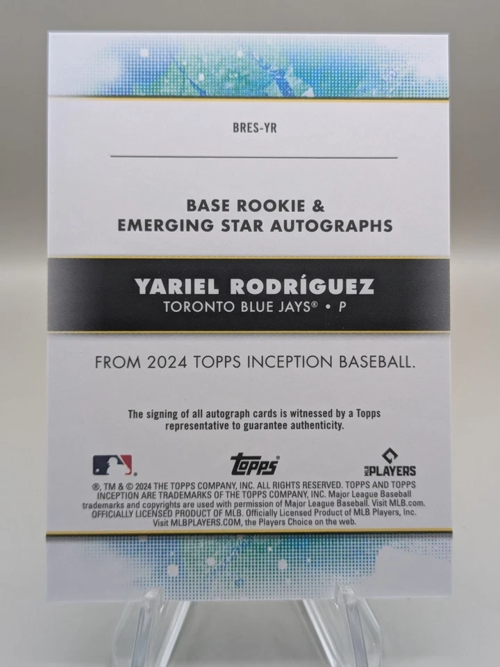 2024 Topps Inception YARIEL RODRIGUEZ Blue Jays RC Color Match Blue /10 AUTO  - Image 2 of 2