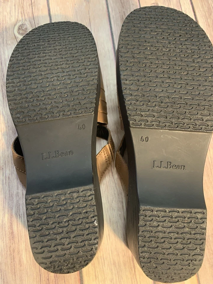 L.L. Женские коричневые кожаные сандалии на танкетке с открытым носком размер 8,5 Bean - Изображение 3 из 4