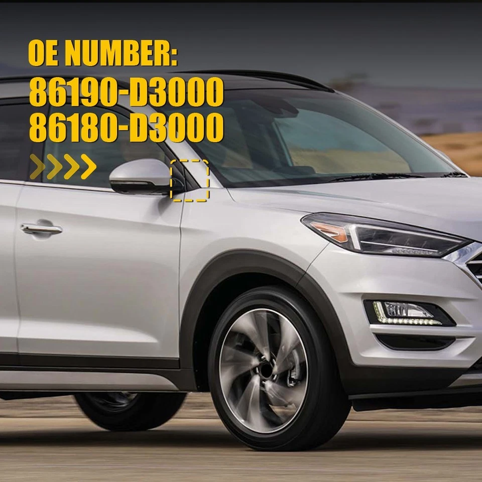 Juego de cubiertas de esquina de espejo retrovisor puerta delantera ABS negro para Hyundai Tucson 2016-2020 2-20X Foto 3 de 4