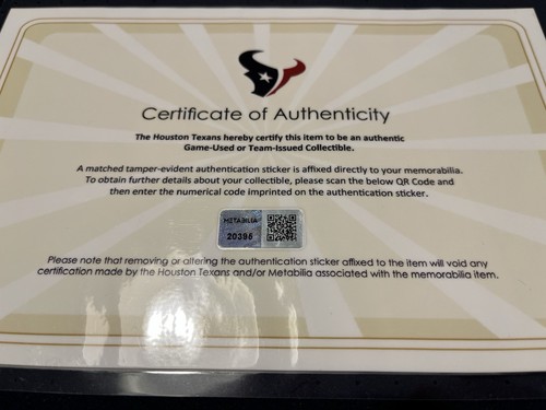 Brevin Jordan Houston Texans NFL Authentic Team Issued Game Jersey (Miami) - Photo 5 sur 5