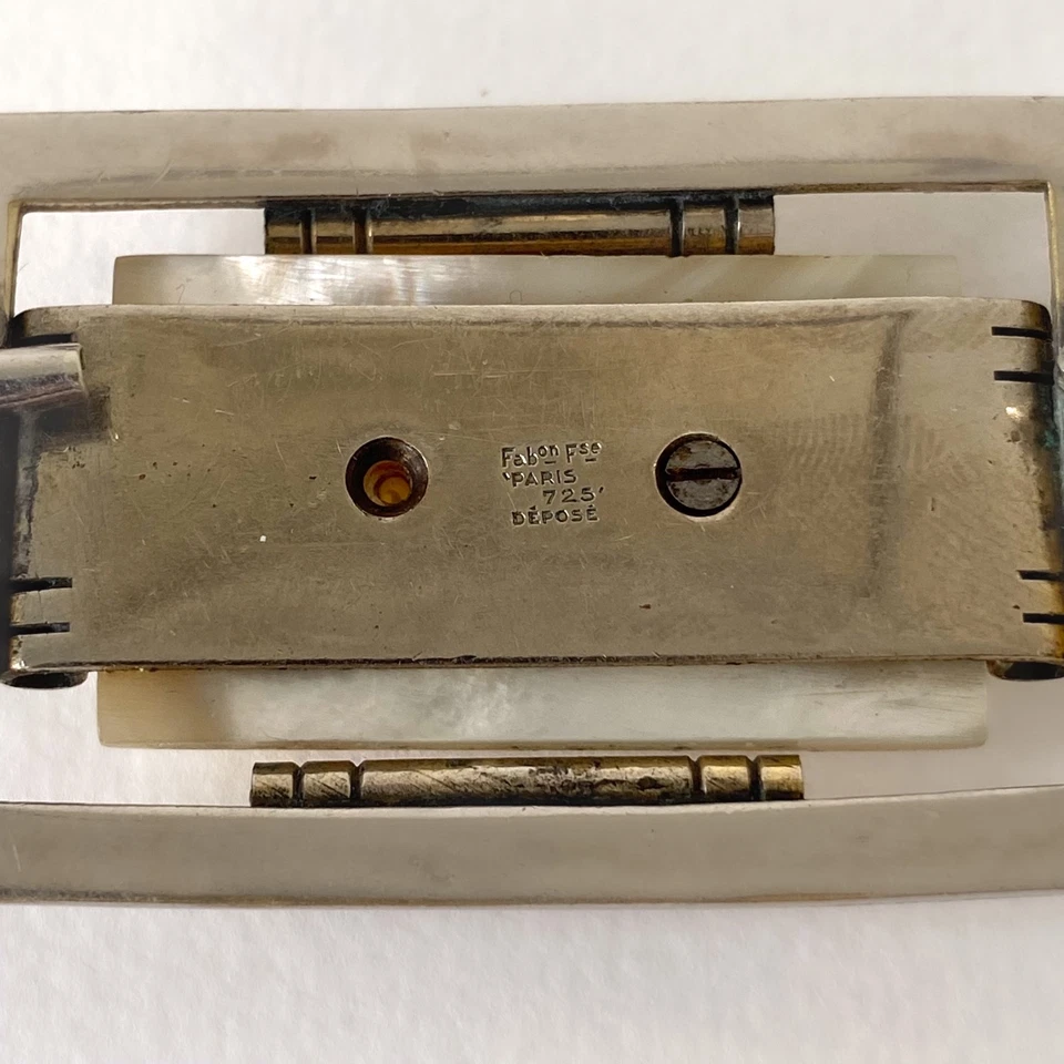 Broche Art Déco De Jakob Bengel, Metal Cromado Y Nácar - Años 1930 - Imagen 4 de 4