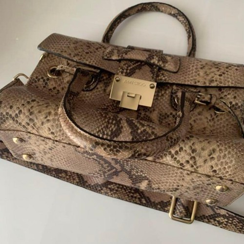Jimmy Choo Logo Leather 2Way Bag Gray Brown Beige Women's Crossbody Handbag