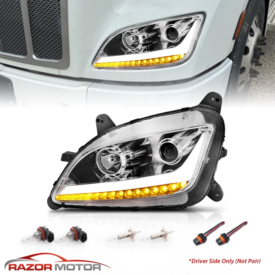 P2011-2019 For Peterbilt 579 587 LED Projector Chrome Headlights Left side - Imagem 2 de 4