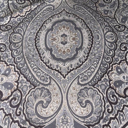 Pottery Barn Gray Tan Paisley Damask King Duvet Cover & 2 Standard Pillow Shams - Picture 4 of 11