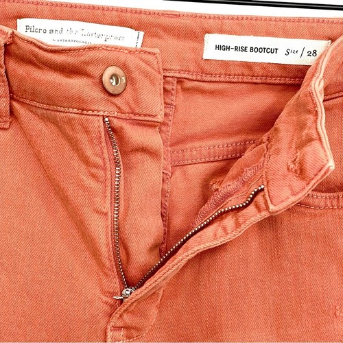 Pilcro and the Letterpress Salmon High-Rise Bootcut Raw Hem Cropped Jeans - 28 - Picture 5 of 12