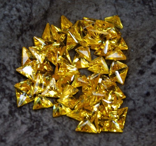 4x4 MM Trillion Cut Golden Yellow Citrine 10 Pcs Wholesale Gemstone Lot
