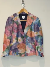 GIORGIO ARMANI Collezioni Linen Blend Multicolor Crop Blazer Womens Size 6