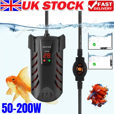 Aquarium Water Heater Aqua Fish Tank Thermosafe LCD Digital Submersible 50-200W - Image 1 of 4