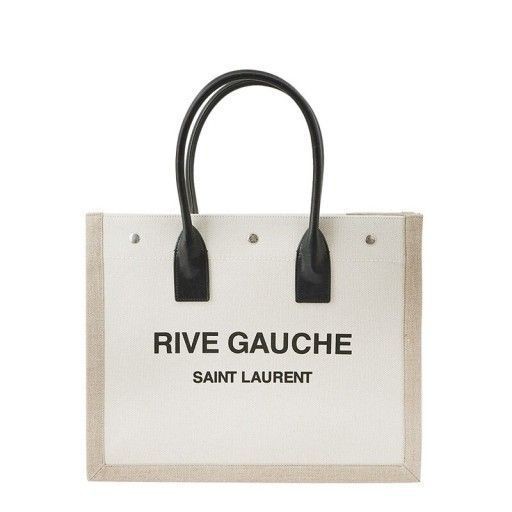 Saint Laurent Borsa Tote Gosh a costine nere naturali 617481 FAABR 9054 66386360