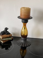 Partylite Global Fusion Taper Stumpenkerzenhalter Braunglas EINGESTELLT 